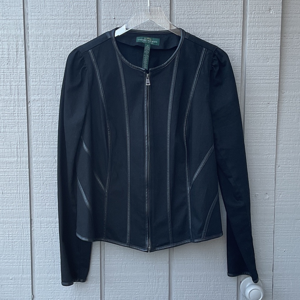 Lauren Ralph Lauren Edgy Fitted Black Zip-Front Jacket